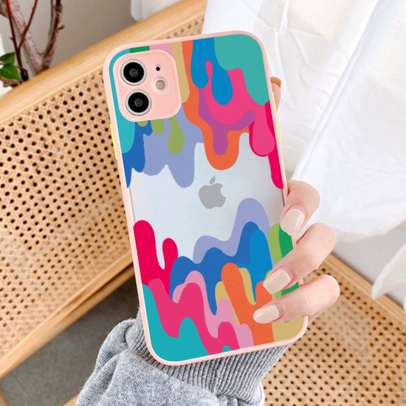 Melted Colorful Painting Phone Case for iPhone X XR XS 7 8 Plus 11 12 13 pro MAX 13mini Translucent Matte Case
