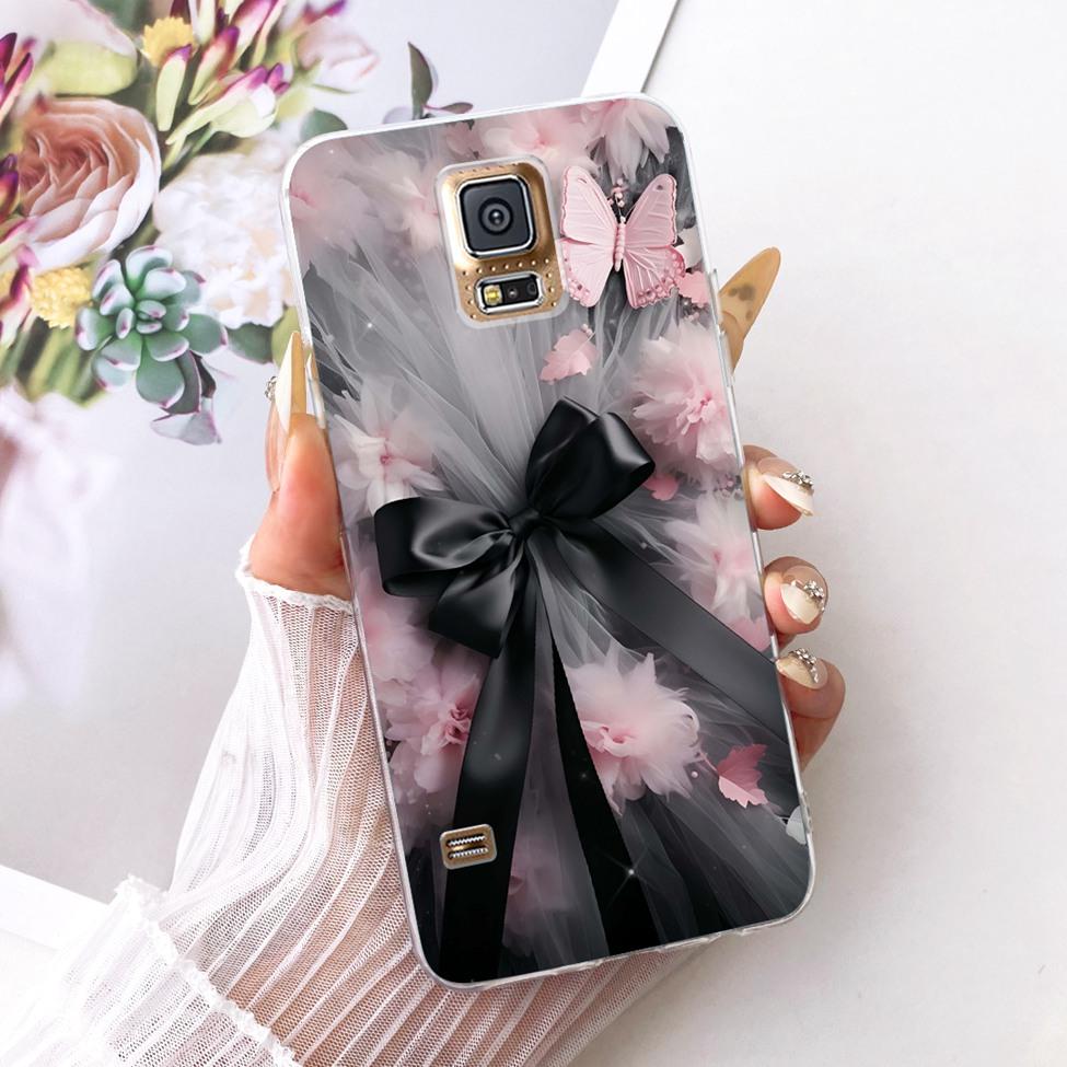 Transparent For Samsung S5 Case Fashion Butterfly Cute Cat Funny Painted Cover For Samsung Galaxy S5 SM-G900F SM-G900M Casing