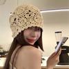 Japanese Style, Hand Woven, Baotou Hat, Women's, Spring and Autumn Thin Style, Hollowed Out Woolen Hat, Retro, Artistic Knitted Hat, Stacking Hat