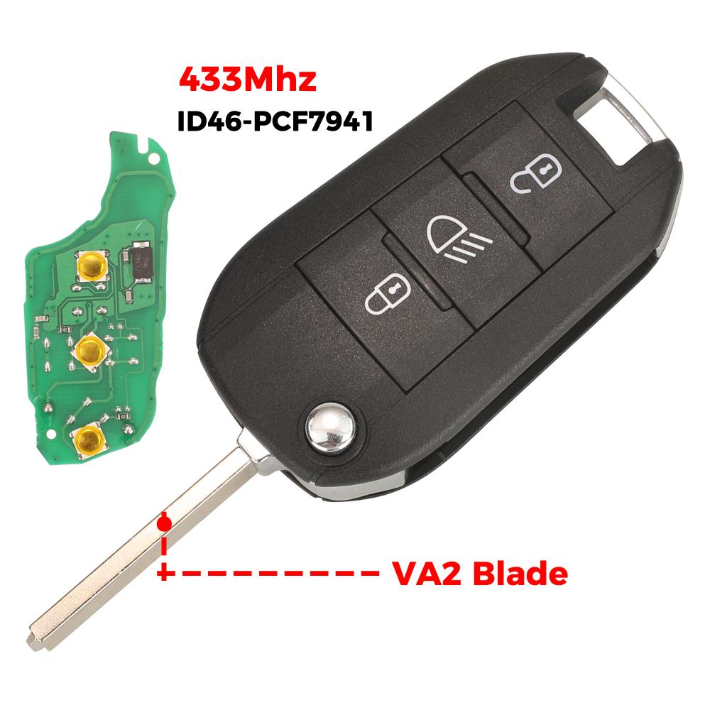 Автомобильный ключ дистанционного управления jingyuqin для Peugeot 208 2008 301 308 508 5008 Citroen C-Elysee C4-Cactus 433,92 МГц ID46 PCF7941 чип
