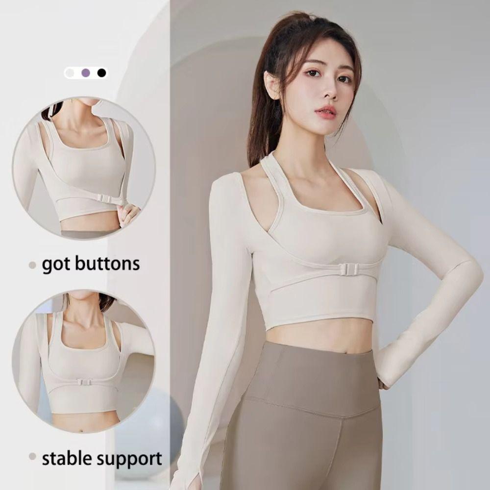 Long Sleeve Women Yoga Shirts Pullover Neck Girls Sports Top Workout T-Shirt Yoga Clothing