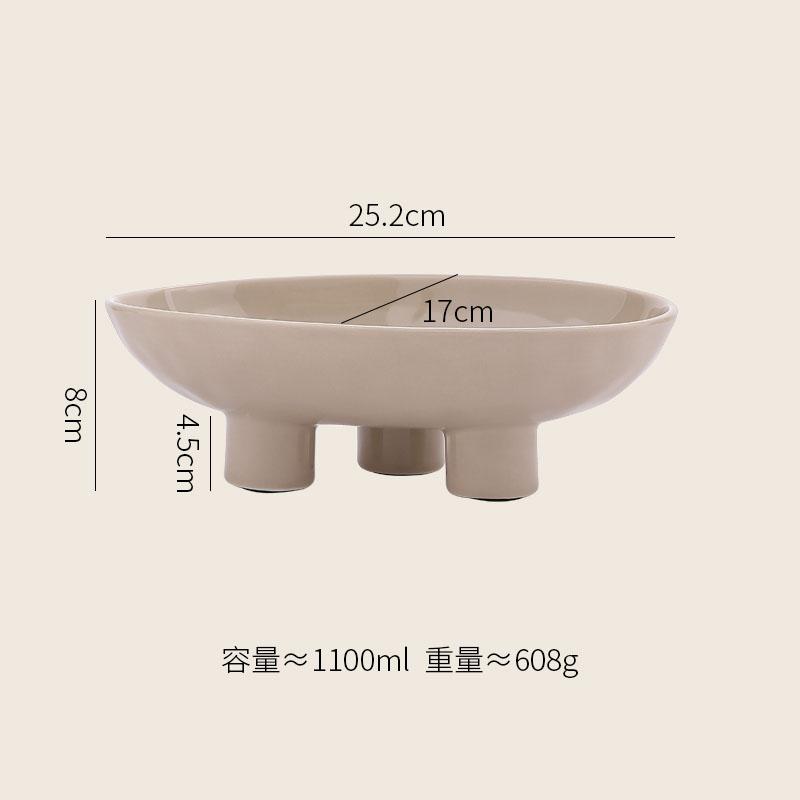 Solid Color Creative Ceramic High Legged Fruit Tray Living Room Tea Table Snack Plate Nut Plate Candy Plate Home Storage Tray