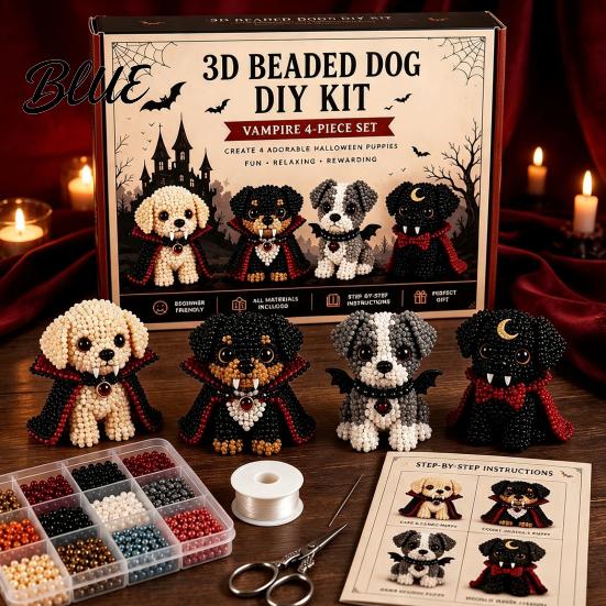 Универсальный набор для творчества 3D Хэллоуин Собака DIY Набор для рисования Набор с бисером Щенок Милые пластиковые бусины для изготовления украшений Набор Животное Для начинающих Взрослые Домашний стол