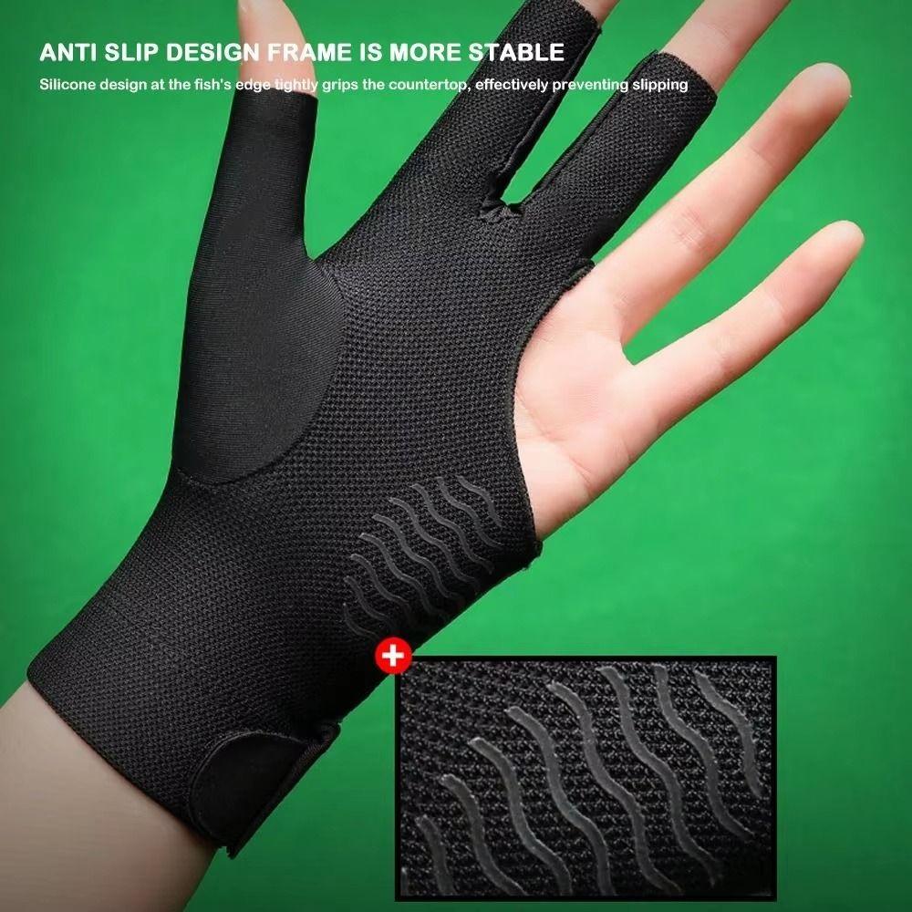 Left Hand Billiards Gloves Breathable Snooker Cue Glove Three-finger Gloves Billiard Accessories