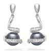 [L0750] - Silver 'Sissi' Silver Gray Earrings (rhodium-plated) - 27x10 Mm