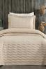 Perla Queen Size Quilted Bedspread 180x240 with Pillowcase, Queen Bed, Cotton Fabric, Single Size Cappucino