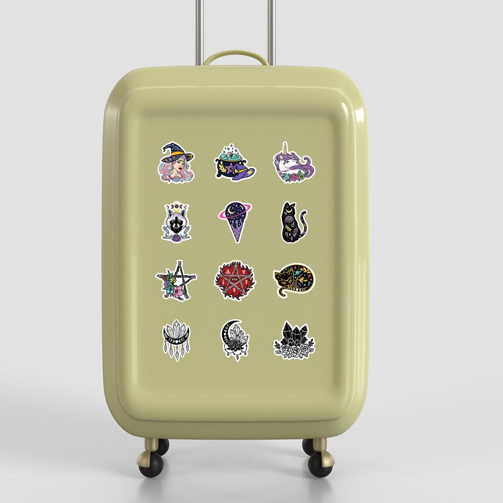 50 Sheets of Nordic Mysterious Wizard Graffiti Stickers, Waterproof Decorative Stickers for Cups and Computers, Creative DIY Stationery Stickers