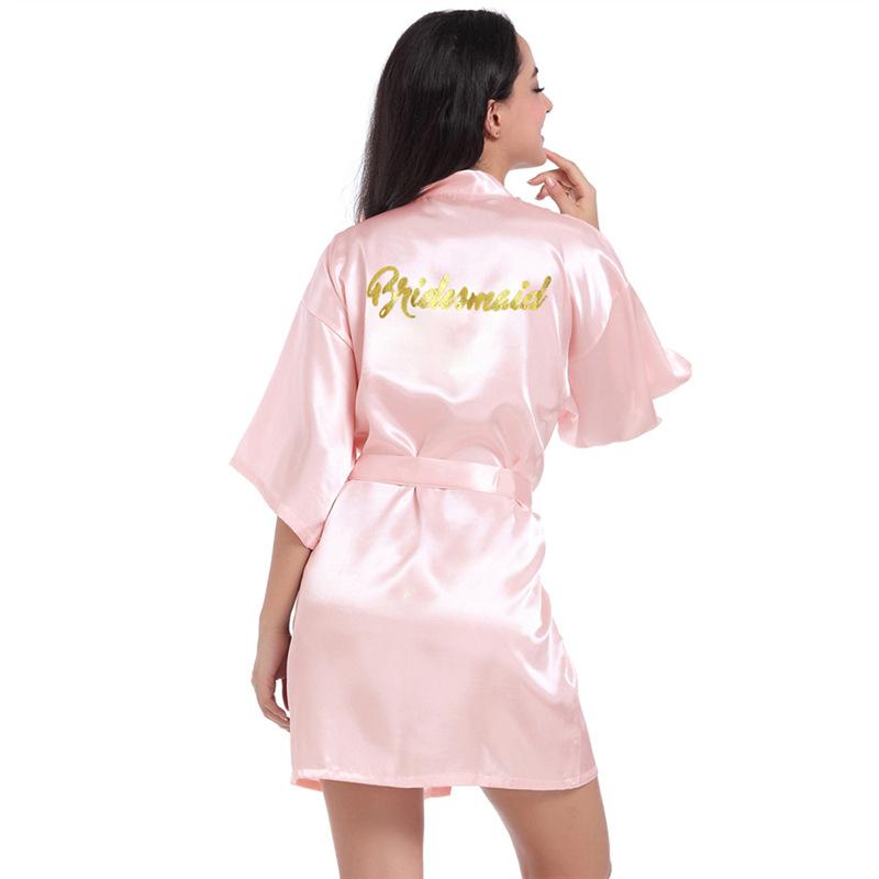 Женский летний тонкий домашний халат с буквенным принтом, короткое атласное кимоно, утренний халат со шнуровкой
