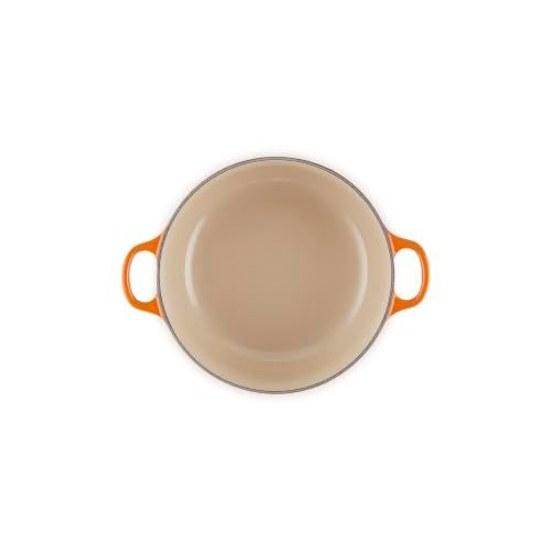 Чугунная эмалированная кастрюля Le Creuset с двумя ручками Cocotte Ronde 20 см оранжевая, подходит для газовой плиты, индукционной плиты, духовки, посудомоечной машины