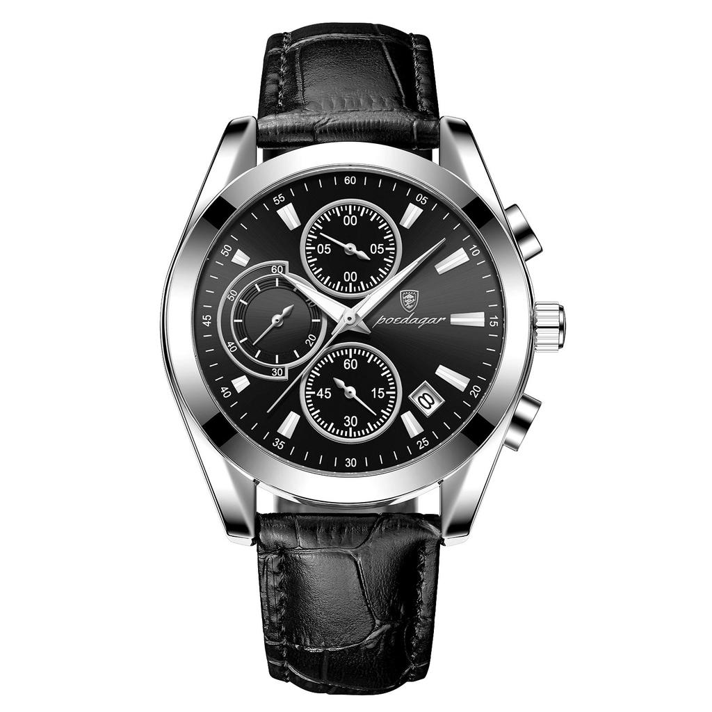 POEDAGAR Новые роскошные мужские часы высшего бренда с коробкой, светящиеся водонепроницаемые многофункциональные мужские кварцевые часы