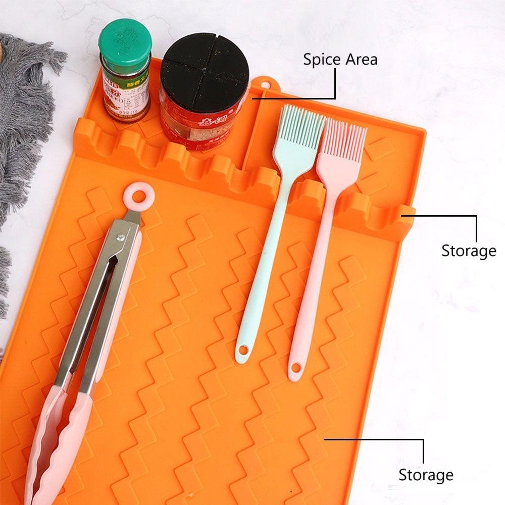 Silicone Grill Mat Raised Lip Grill Buddy Mat Durable Mat Grill Tool Tray Countertop Protection