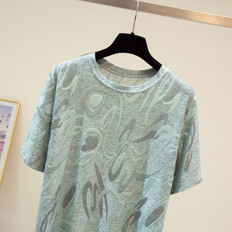 Футболка Женская Универсальная Летняя Повседневная Большого Размера Свободная С Круглым Вырезом Пуловер Короткий Рукав Топы