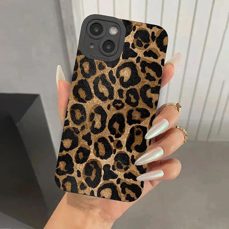 Стильный розовый чехол для телефона с леопардовым узором для iPhone 15 14 13 12 11 Pro Max Mini XS XR X 7 8 15 Plus SE 2022 Мягкая крышка