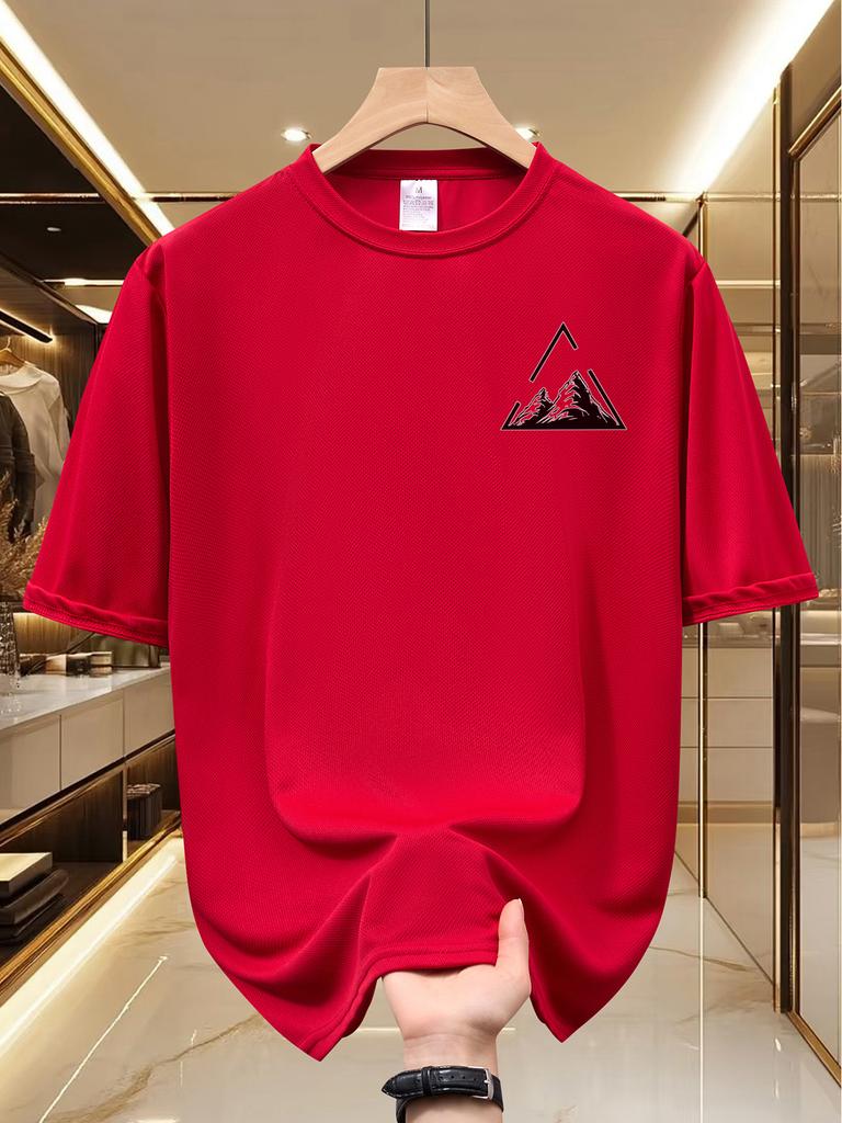 Breathable Mesh Unisex Crew Neck T Shirt Simple Black White Mountain Graphic Tees Quick Dry Outdoor Hiking Daily Tops