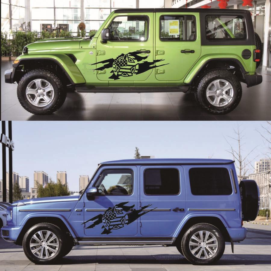 2x Наклейки на боковые двери кузова автомобиля в армейском военном стиле для Jeep Wrangler