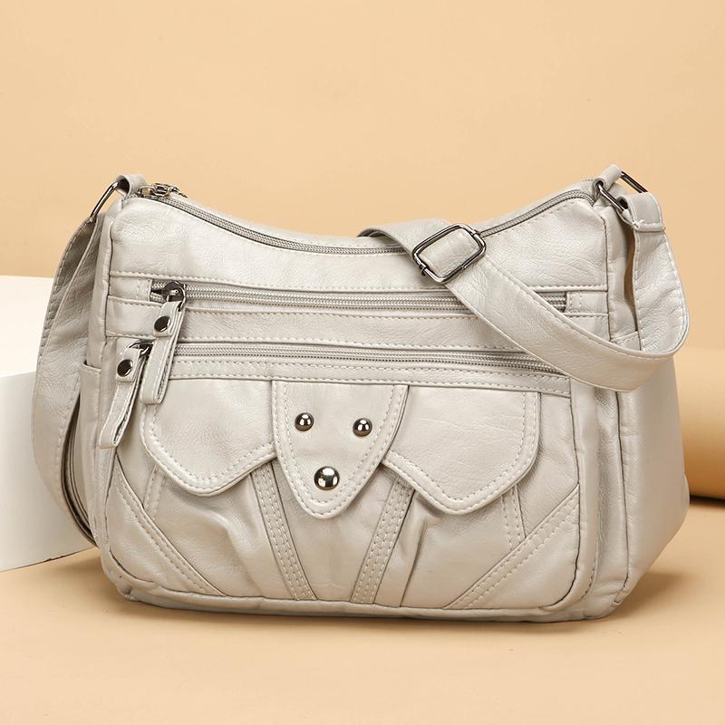 Женская сумка ретро большая вместительная сумка через плечо многослойная сумка через плечо мягкая кожаная сумка для матери