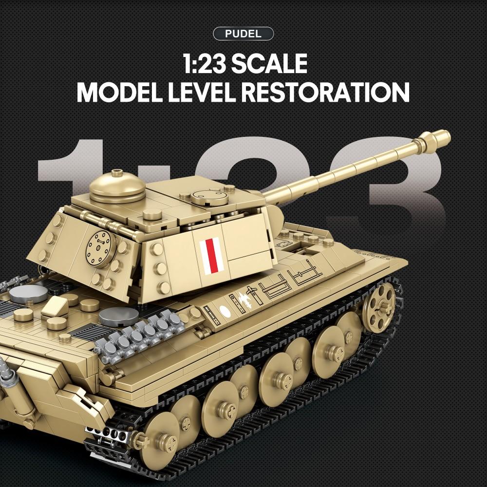 Non-Toxic 969Pcs Pudel Tank Building Blocks 1:23 Scale 360 Turret Military World Of Tanks Series Model Bricks Kids Toys Holiday Gifts