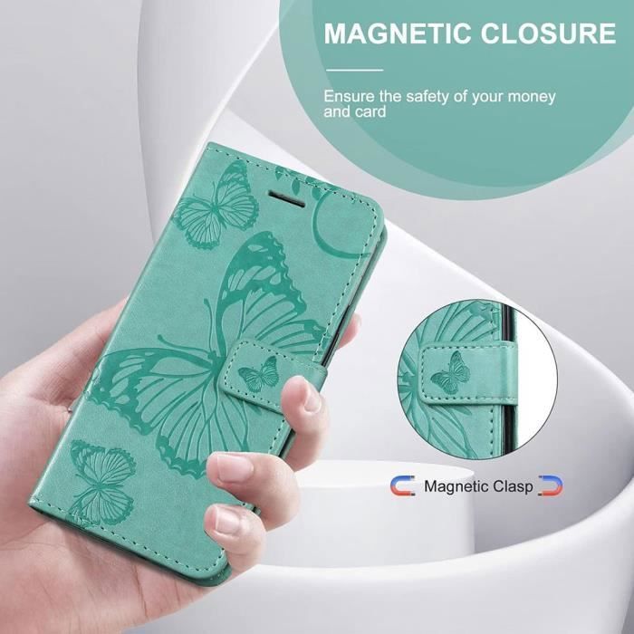 Coque de protection - BOOLING - pour Samsung Galaxy A05s - Antichoc - Simili Cuir - Motif Papillon