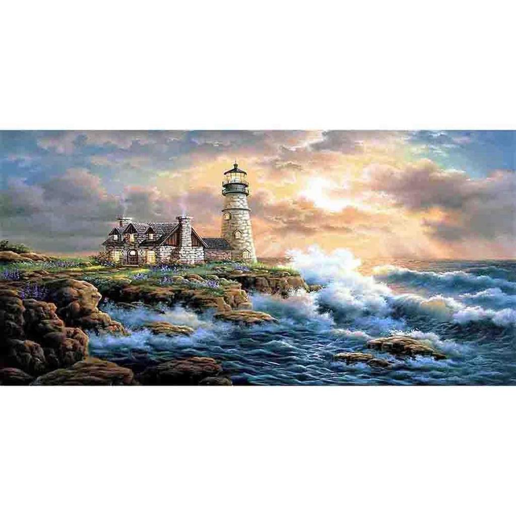 Landscape Cross Stitch Kits DIY  Cotton 11CT 3 Strands Printed Mosaic Cotton Embroidery Needlework Sets