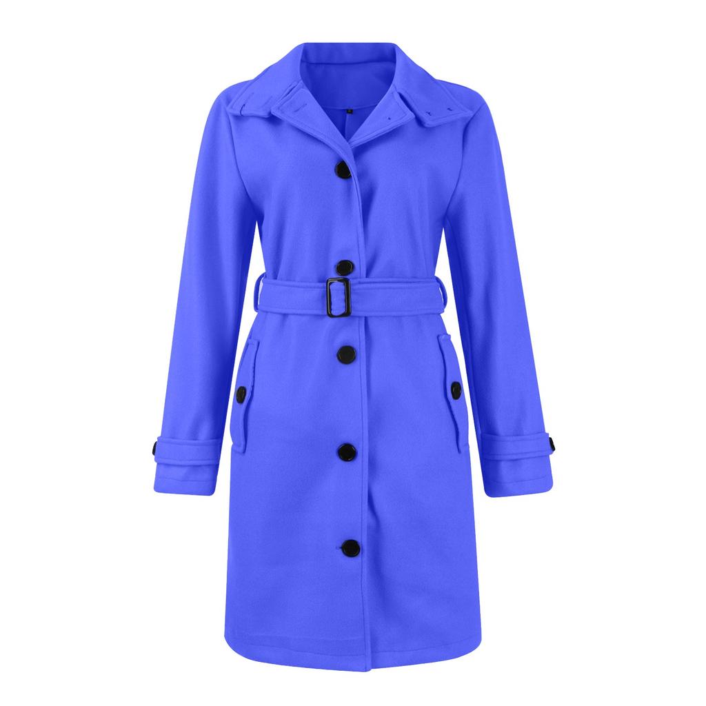 Женская шерстяная куртка больших размеров с воротником-стойкой на пуговицах