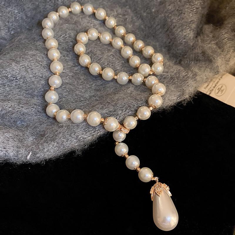 Элегантное и очень длинное ожерелье, модная и универсальная цепочка для свитера, ретро и элитный аксессуар.