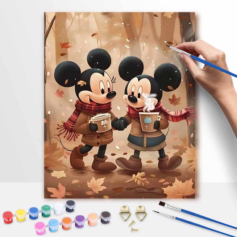 Disney Набор для масляной живописи Холст Осень Микки Сделай сам Домашний декор Подарок