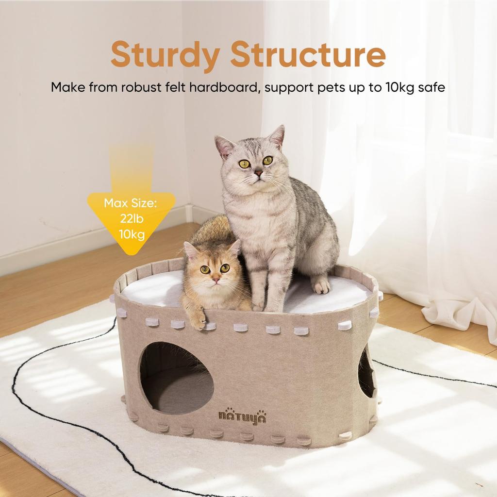 NATUYA Когтеточка Кровать для кошки Игрушка Домик для кошки Кровать для кошки Домик для кошки Снятие стресса Недостаток физической активности Игрушка для кошки Складная Кровать для питомца из войлочной ткани (Туннель цвета хаки)