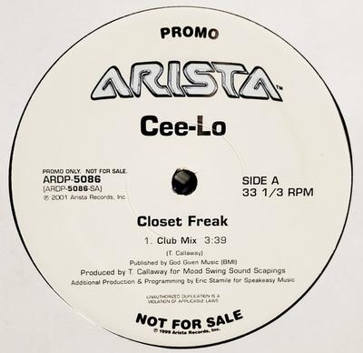 12-дюймовая пластинка CEELO Closet Freak ARDO5086PROMO 2001 US Rap HipHopRB Б/у