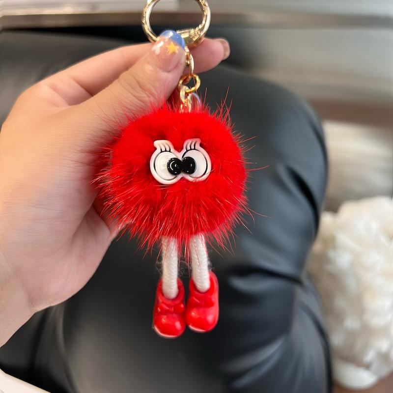 [Милые длинные ножки] Брелок-подвеска для машины из норки, подвеска для сумки-книги с помпоном из меха, популярная в интернете