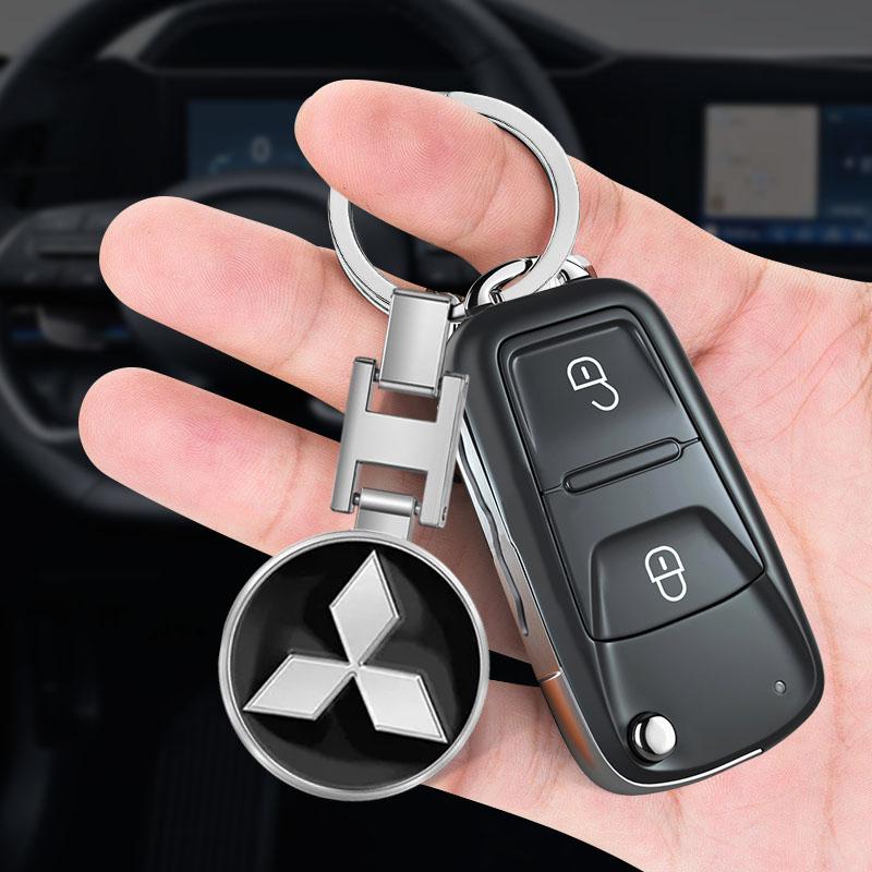 1Pcs Metal Car Emblem Key Chain Rings Auto Keychain Styling For Mitsubishi RALLIART Pajero ASX Lancer X 9 Outlander 3 L200