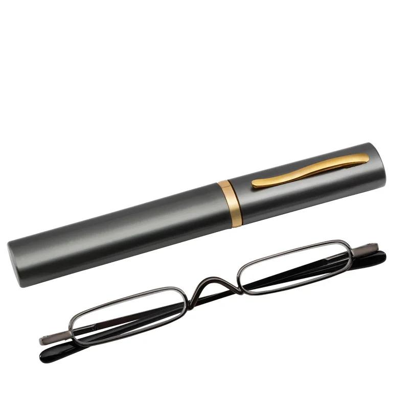 Ultra Light Reading Glasses High-definition Spring Frame Presbyopia Earwear Fashion Mini Pen Holder Portable with Glasses Case