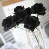 10Pcs Artificial Rose with Green Leaves Fake Silk Flower Wedding Halloween Party
