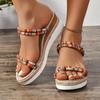 Female Shoes Open Toe Women's Sandals Plus Size Casual Sandals Women Mixed Colors Round Toe Narrow Band Wedges Ladies Shoes