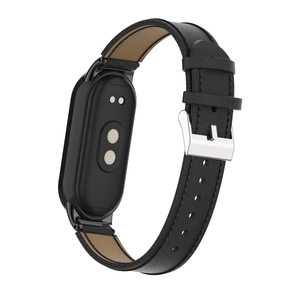 For For Xiaomi Smart Band 9 NFC/Band 9/Band 8 NFC/Band 8 Watch Strap Leather Watch Band Bracelet with Connector