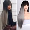Beautiful Long Straight Hair with Bangs Synthetic Wig for Women