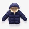Down Winter Long Children's Sleeve Solid Color Warm Hooded Boy Girl Cotton Coat