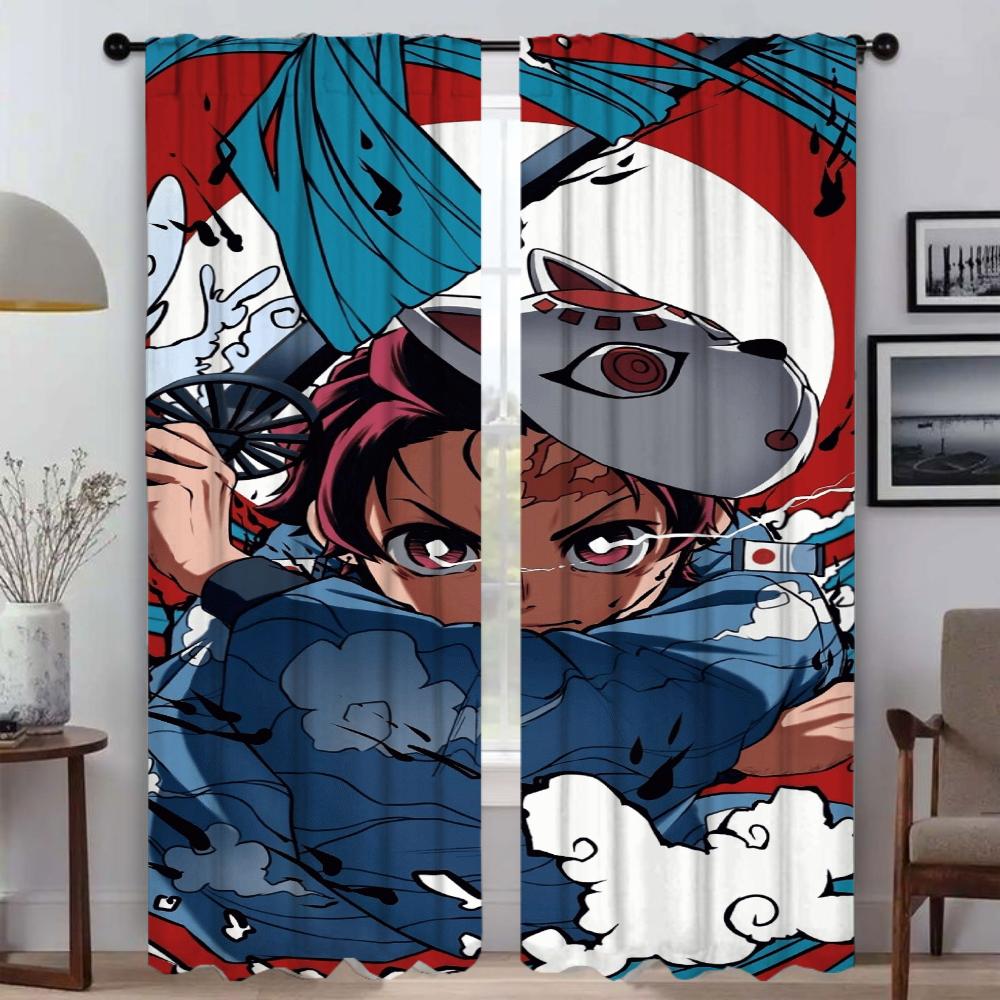 Элегантные шторы для комнаты 2 штуки Demon Slayer штора для гостиной шторы для домашнего интерьера для затенения камеры тюль для спальни ребенка