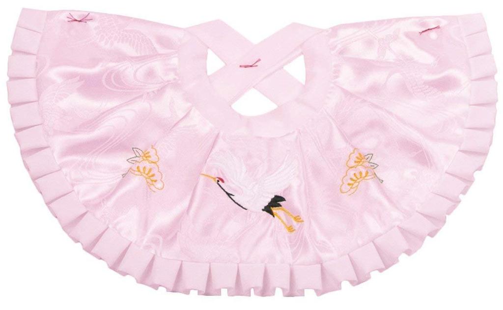 KYOETSU Посещение храма Набор еды и слюнявчика, Набор из 4 предметов (Шляпа, Нагрудник, Веер и Амулет) для мальчиков и девочек (розовый)