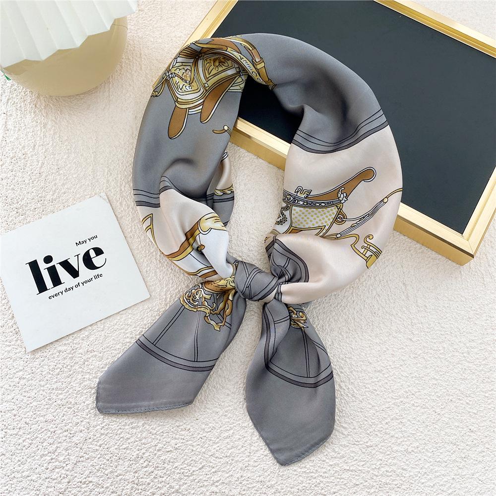 70 Silk Scarf: Small Square for Women - Lightweight Korean Fashion, Perfect for Spring, Summer, Autumn; Stylish for Flight Attendant or Neck Accessory