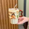 Милая ретро-девочка соломенная чашка девушка высокая ценность керамическая кружка с крышкой офисная чашка для воды подарок на день рождения