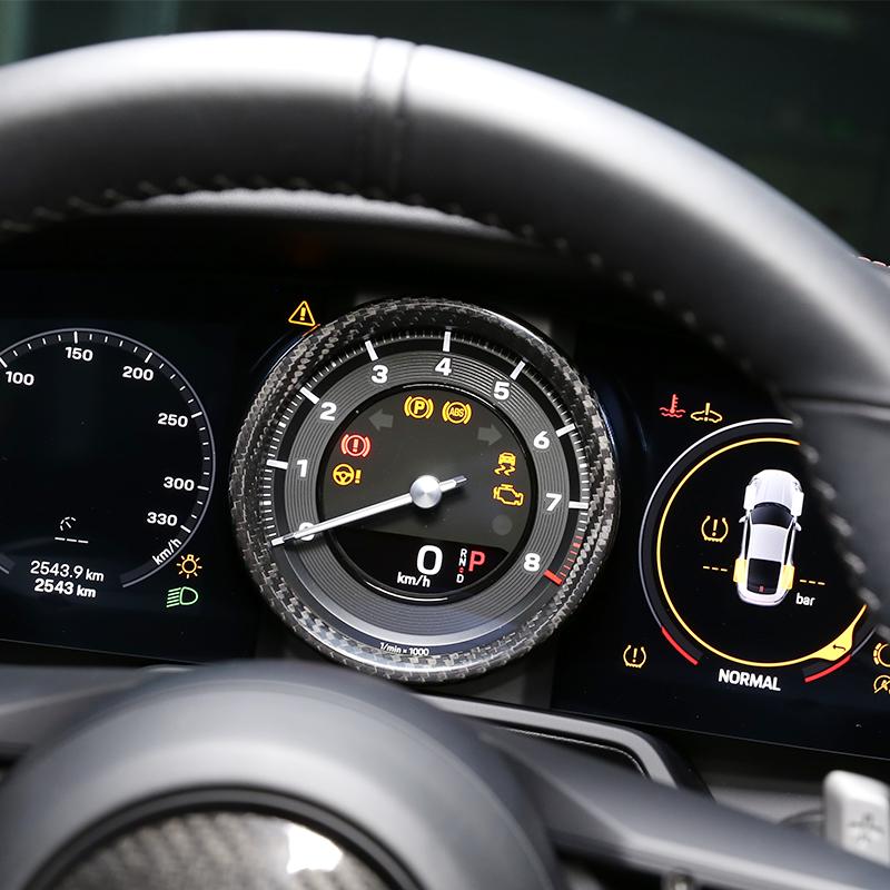 Для Порше 911 (992) -2023 Настоящее углеродное волокно, крышка экрана, кольцо на приборной панели, рамка тахометра автомобиля