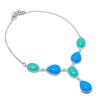 Blue Chalcedony Handmade 925 Sterling Silver Jewelry Necklace 18" h0L24