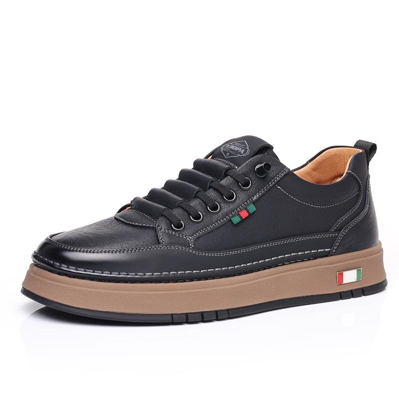 Мужские повседневные низкие кожаные кроссовки 2025 - Мягкая подошва, Модная коровья кожа, Универсальный белый дизайн