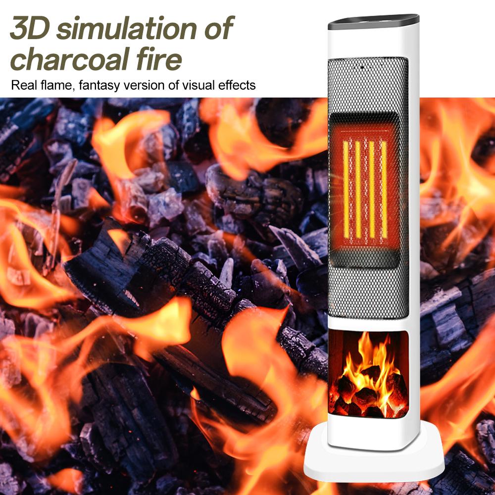 Портативный обогреватель с дистанционным управлением 3D Flame, 2 режима нагрева и охлаждения, 9-часовой таймер с возможностью вращения