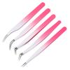 Пинцет для наращивания ресниц, градиентный розово-красный сверхтвердый пинцет из нержавеющей стали с кончиками из волокон, высокоточный антистатический пинцет