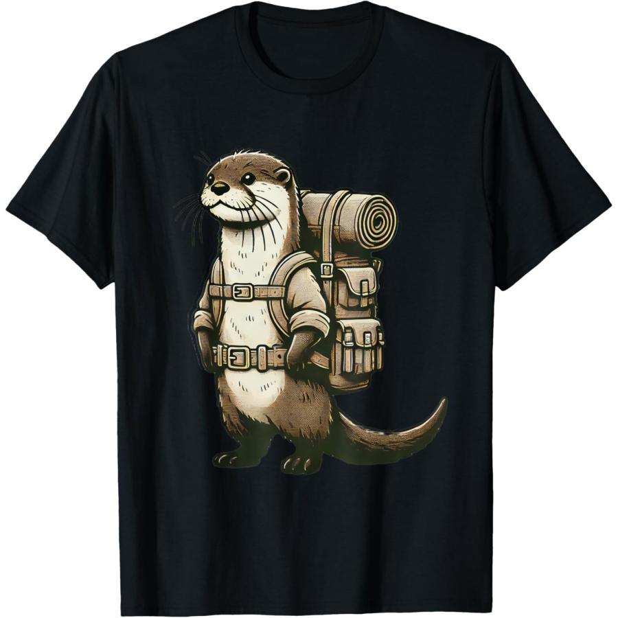Funny Hiking River Otter Backpacking Cottagecore Animals T-Shirt