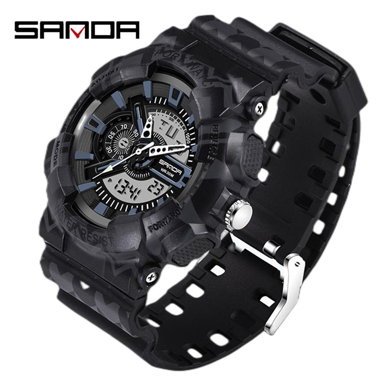 SANDA Waterproof Men's Watch Electronic Fashion Multifunctional Outdoor Watch Sports Watch