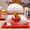 5" Ceramic Maneki Neko with Battery-Powered Waving Hand - Lucky Home Centerpiece & Gift (Fortune Symbol, Durable, Easy To Use)