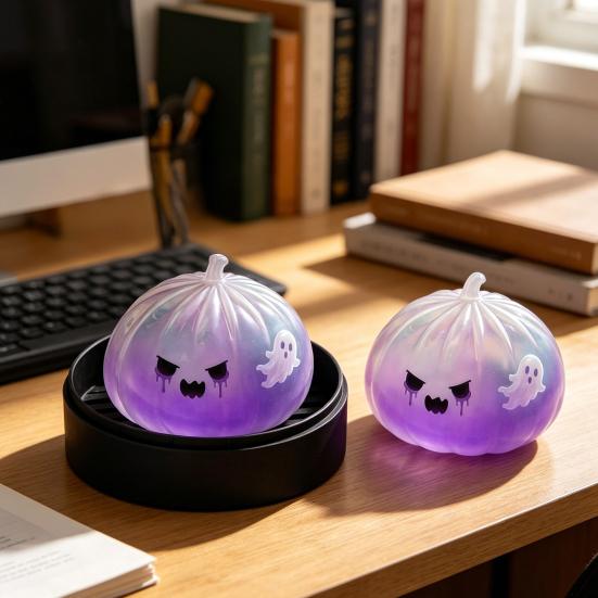 Игрушка для снятия тревоги Хэллоуин Пельмень Сквиш с коробкой-пароваркой Тыква Призрак Летучая мышь Паровой пирожок Сенсорная для снятия стресса Сувениры для вечеринки Мягкий мячик