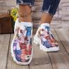 Cute Animals Printed Sock Shoes Women Comfortable Breathable Knitted Platform Sneakers Woman Slip On Thick Sole Walking Shoes 43
